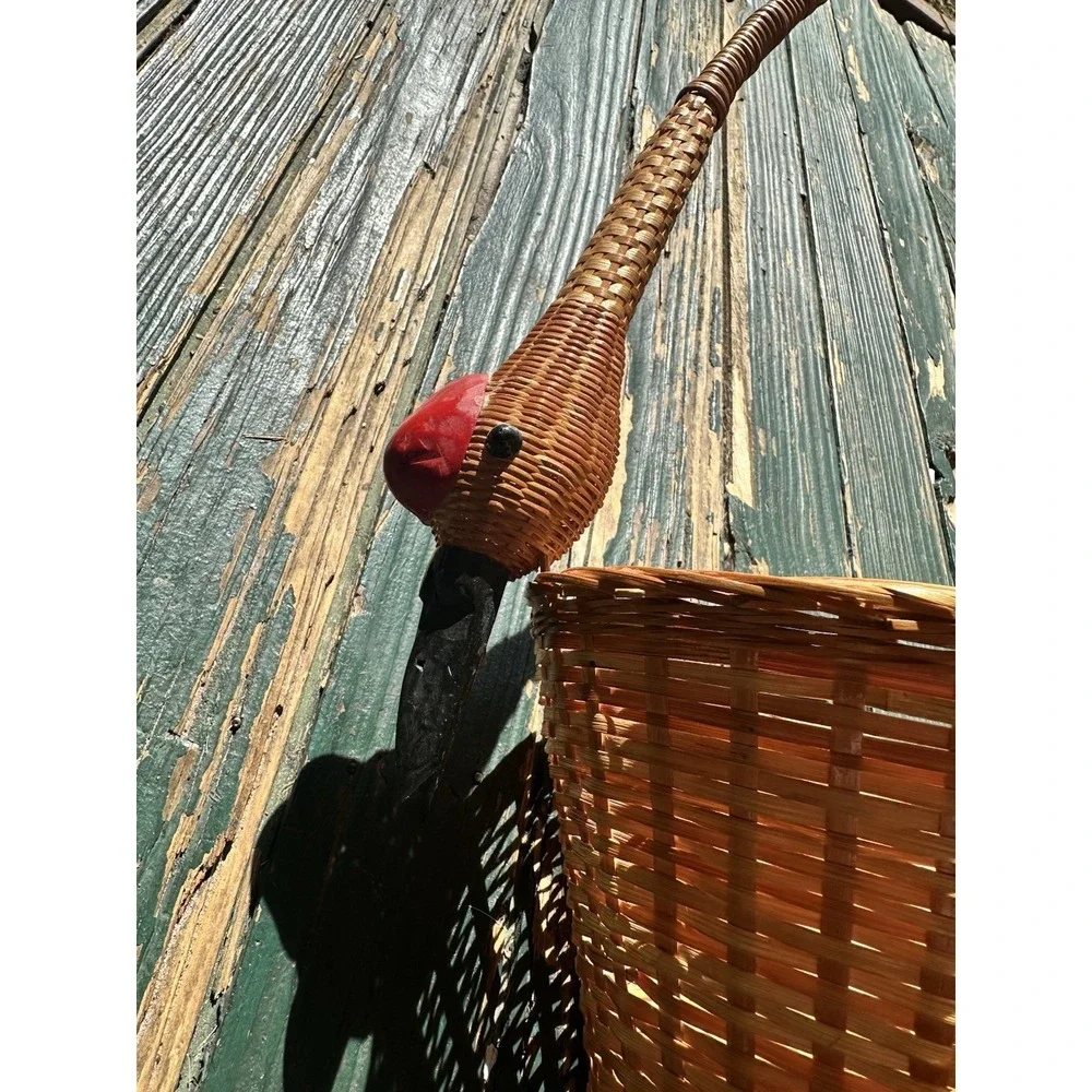 Goose Handled  Wicker Rattan Basket 19